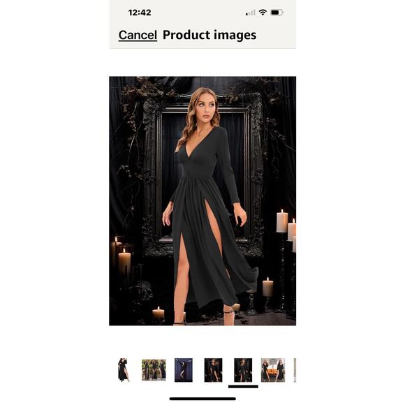Women's Sexy Double High Slit Deep V XX-Large Black - Picture 1 of 15